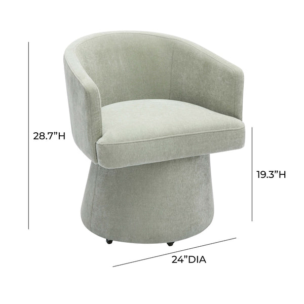 Kristen Light Green Upcycled Chenille Rolling Desk Chair Model: TOV-H68928