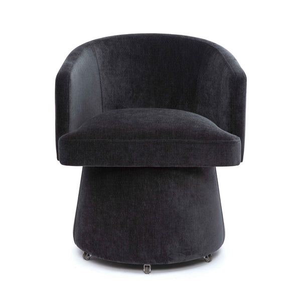 Kristen Black Upcycled Chenille Rolling Desk Chair Model: TOV-H69158