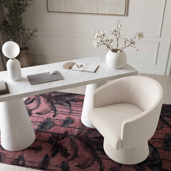 Kristen Cream Upcycled Chenille Rolling Desk Chair Model: TOV-H69159