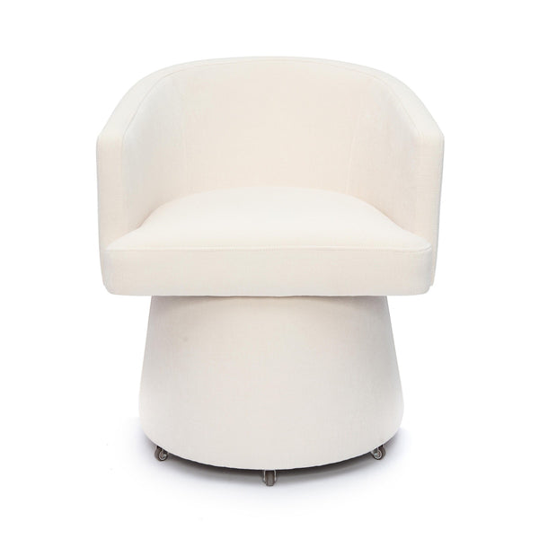 Kristen Cream Upcycled Chenille Rolling Desk Chair Model: TOV-H69159