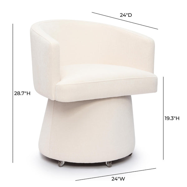 Kristen Cream Upcycled Chenille Rolling Desk Chair Model: TOV-H69159