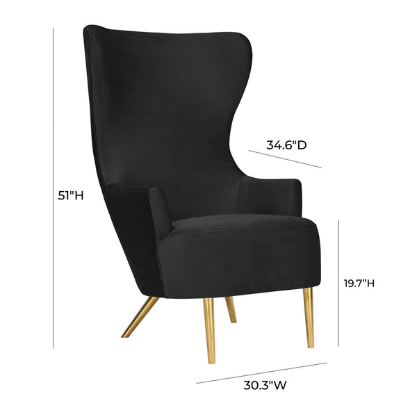 Julia Black Velvet Wingback Chair By Inspire Me! Home Decor Model: TOV-IHS44150