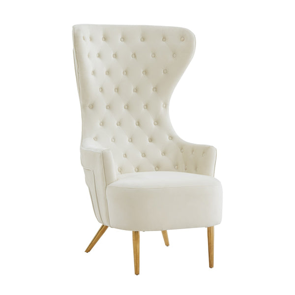 Jezebel Cream Velvet Wingback Chair by Inspire Me! Home Décor Model: TOV-IHS68205