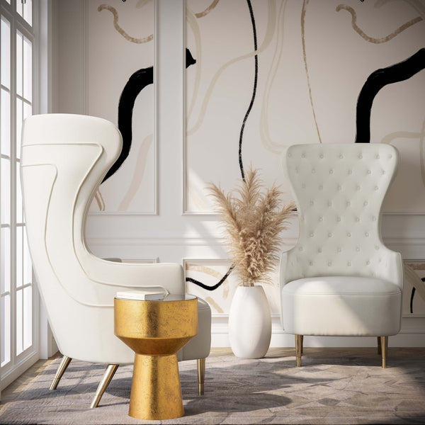 Jezebel Cream Velvet Wingback Chair by Inspire Me! Home Décor Model: TOV-IHS68205
