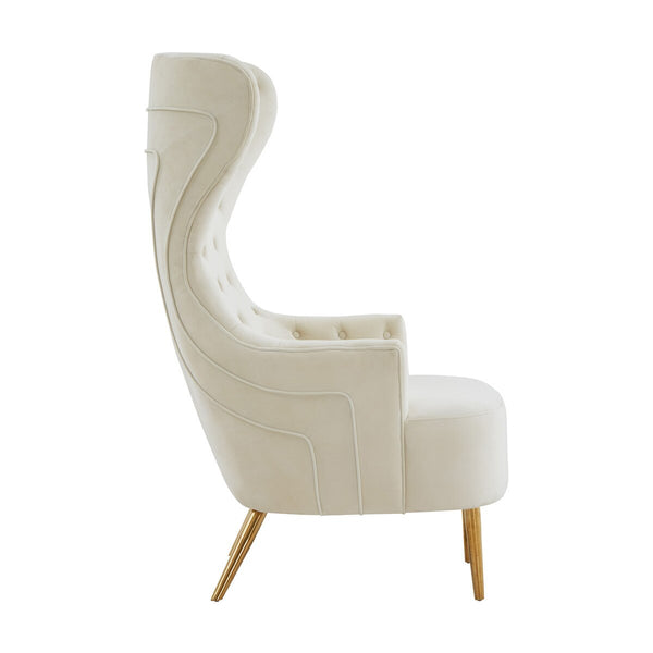 Jezebel Cream Velvet Wingback Chair by Inspire Me! Home Décor Model: TOV-IHS68205