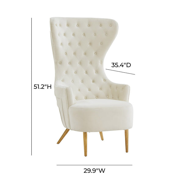 Jezebel Cream Velvet Wingback Chair by Inspire Me! Home Décor Model: TOV-IHS68205