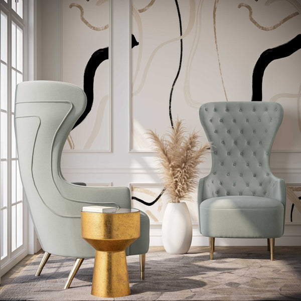 Jezebel Grey Velvet Wingback Chair by Inspire Me! Home Decor Model: TOV-IHS68207