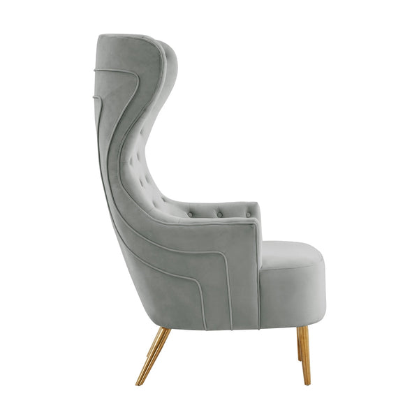 Jezebel Grey Velvet Wingback Chair by Inspire Me! Home Decor Model: TOV-IHS68207
