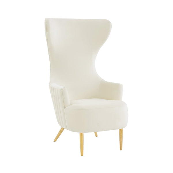Julia Cream Velvet Channel Tufted Wingback Chair By Inspire Me! Home Decor Model: TOV-IHS68509
