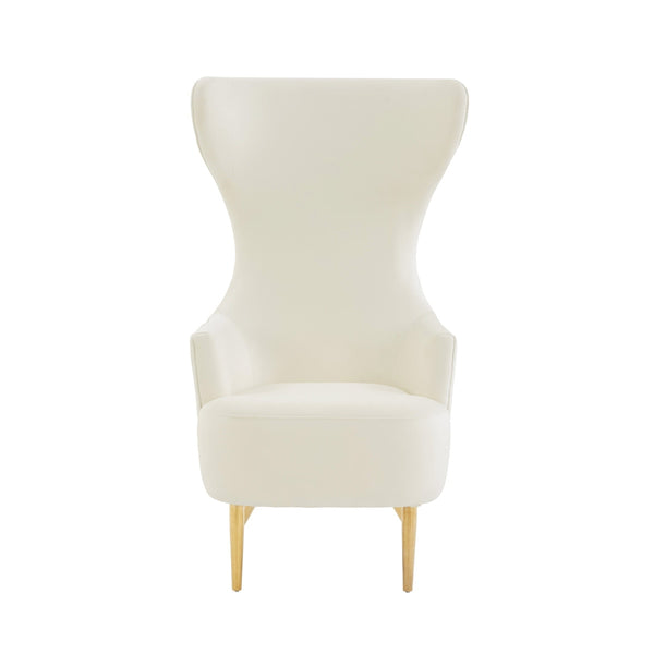 Julia Cream Velvet Channel Tufted Wingback Chair By Inspire Me! Home Decor Model: TOV-IHS68509