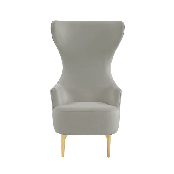 Julia Grey Velvet Channel Tufted Wingback Chair By Inspire Me! Home Decor Model: TOV-IHS68510