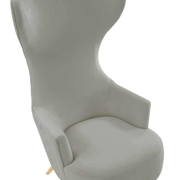 Julia Grey Velvet Channel Tufted Wingback Chair By Inspire Me! Home Decor Model: TOV-IHS68510