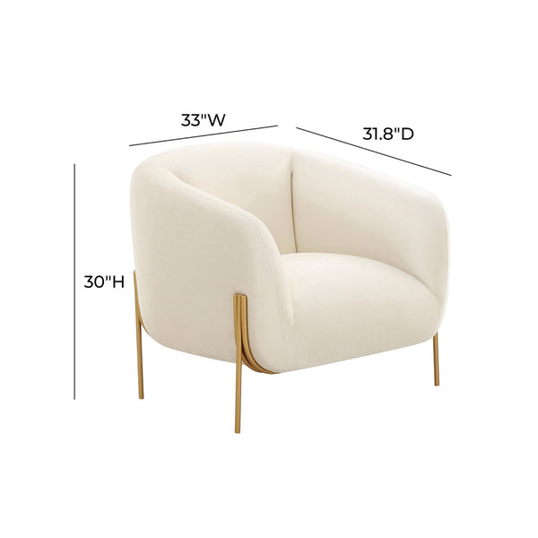 Kandra Cream Velvet Accent Chair by Inspire Me! Home Decor Model: TOV-IHS68627