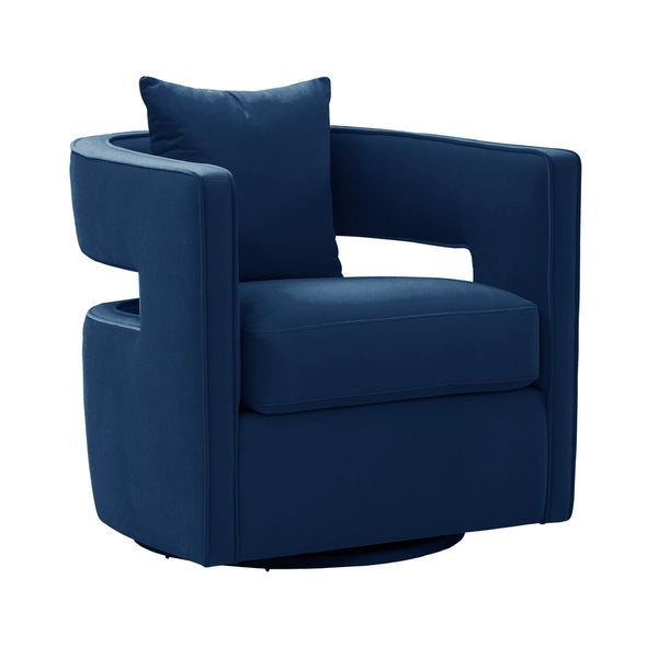 Kennedy Navy Textured Velvet Swivel Chair Model: TOV-L6124