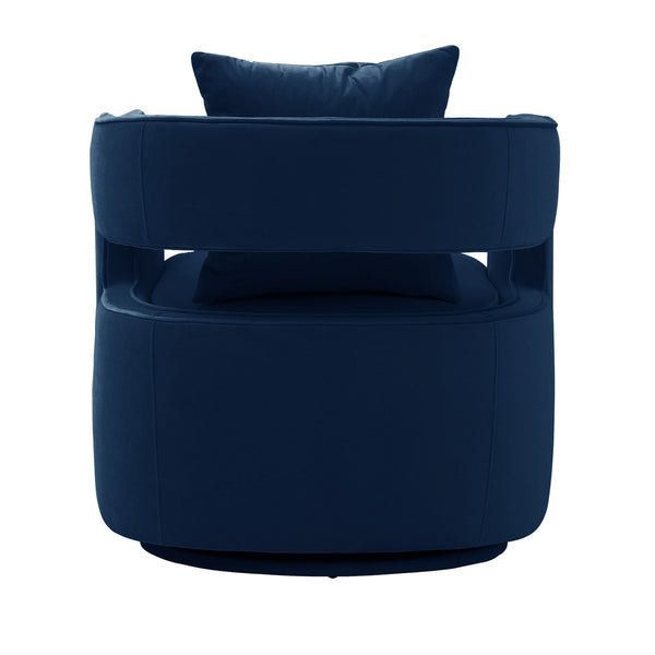 Kennedy Navy Textured Velvet Swivel Chair Model: TOV-L6124