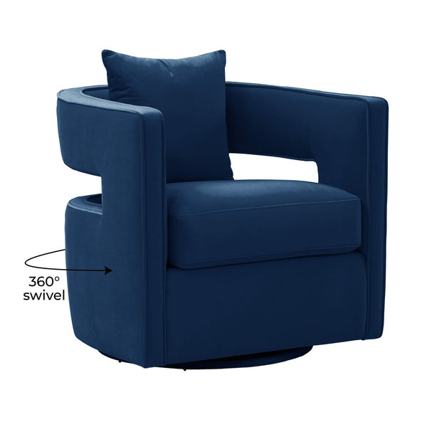 Kennedy Navy Textured Velvet Swivel Chair Model: TOV-L6124