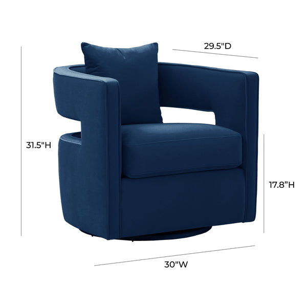 Kennedy Navy Textured Velvet Swivel Chair Model: TOV-L6124