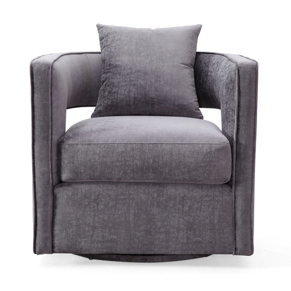 Kennedy Grey Textured Velvet Swivel Chair Model: TOV-L6125