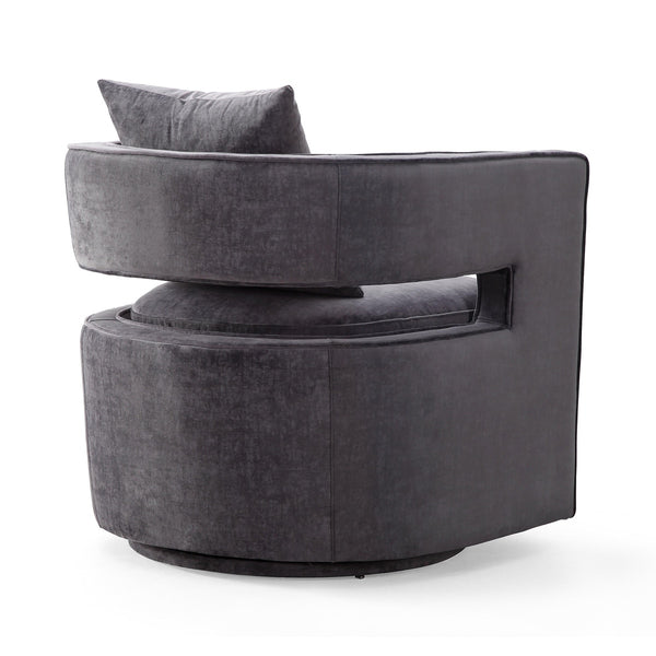 Kennedy Grey Textured Velvet Swivel Chair Model: TOV-L6125