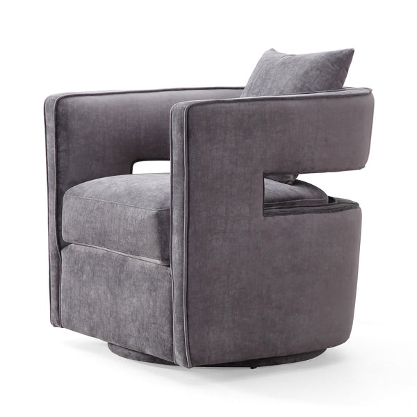 Kennedy Grey Textured Velvet Swivel Chair Model: TOV-L6125