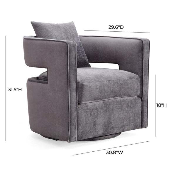 Kennedy Grey Textured Velvet Swivel Chair Model: TOV-L6125