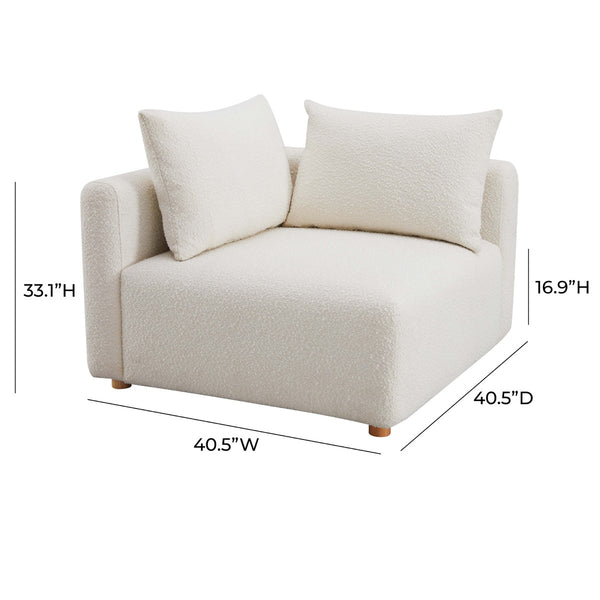 Hangover Cream Performance Boucle Modular Corner Chair Model: TOV-L68787-C