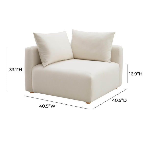 Hangover Cream Performance Linen Modular Corner Chair Model: TOV-L68788-C