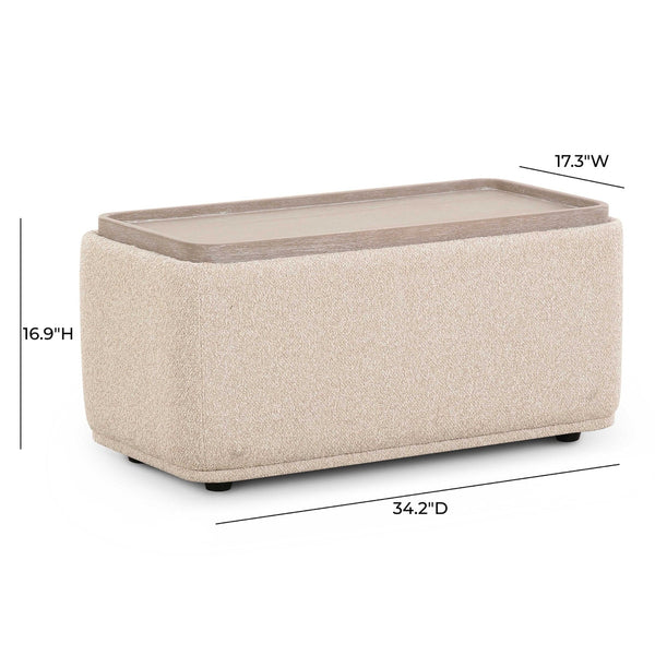 Sylvie Cream Boucle Ottoman Table Model: TOV-L69097
