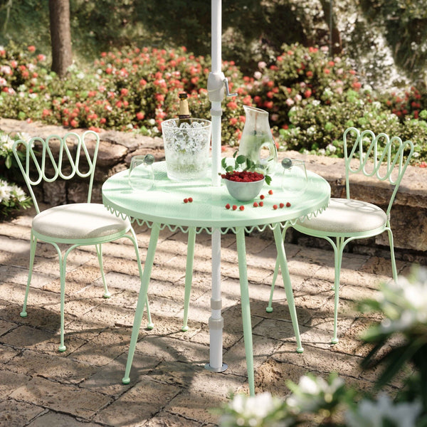 Erica Mint Green Wrought Iron Outdoor Chair Model: TOV-O18667