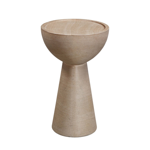Eclipse Textured Faux Travertine Indoor / Outdoor Side Table Model: TOV-O54274