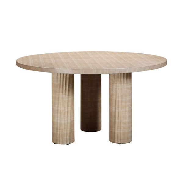 Patti Textured Faux Travertine Indoor / Outdoor 55" Round Dining Table Model: TOV-O54276