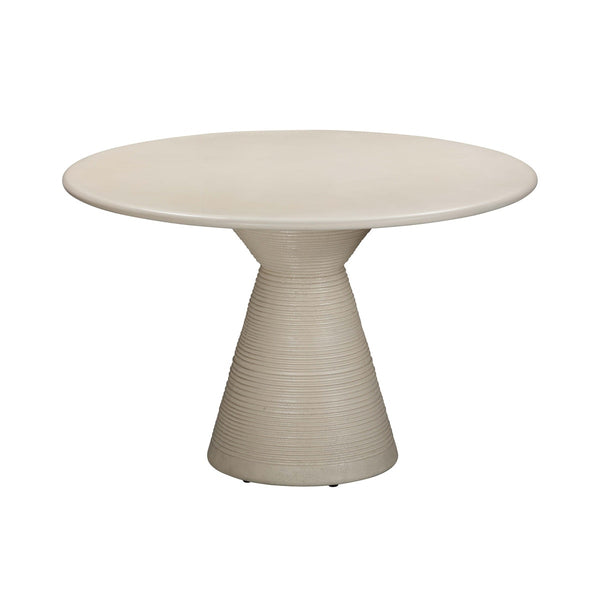 Fern Beige Textured Faux Plaster Concrete Indoor / Outdoor 47" Round Dining Table Model: TOV-O54277