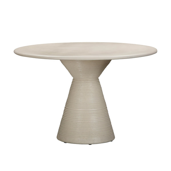 Fern Beige Textured Faux Plaster Concrete Indoor / Outdoor 47" Round Dining Table Model: TOV-O54277