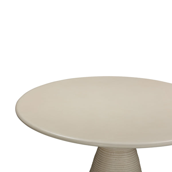 Fern Beige Textured Faux Plaster Concrete Indoor / Outdoor 47" Round Dining Table Model: TOV-O54277