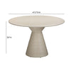 Fern Beige Textured Faux Plaster Concrete Indoor / Outdoor 47" Round Dining Table Model: TOV-O54277