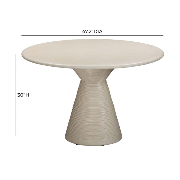 Fern Beige Textured Faux Plaster Concrete Indoor / Outdoor 47" Round Dining Table Model: TOV-O54277