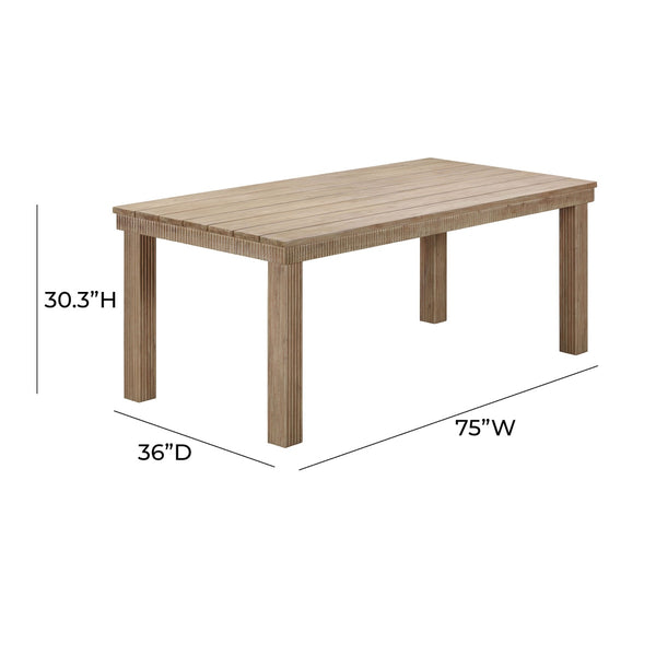 Cassie Natural Outdoor 75" Rectangular Dining Table Model: TOV-O54292