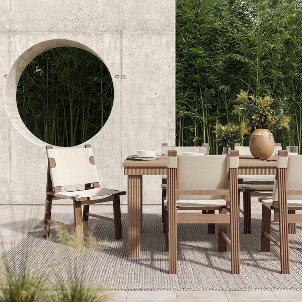 Cassie Natural Outdoor 108" Rectangular Dining Table Model: TOV-O54293