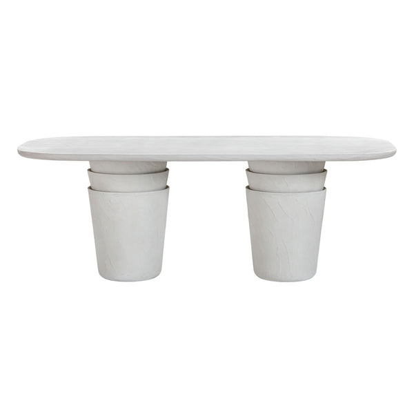 Margot Light Grey Faux Plaster Indoor / Outdoor Concrete 83" Oval Dining Table Model: TOV-O54297