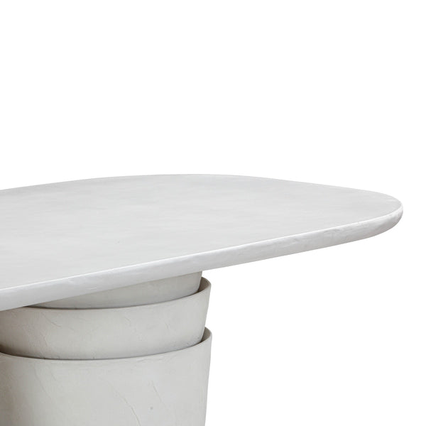 Margot Light Grey Faux Plaster Indoor / Outdoor Concrete 83" Oval Dining Table Model: TOV-O54297