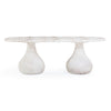 Smooch White Marble Print Indoor / Outdoor 87" Oval Dining Table Model: TOV-O54488