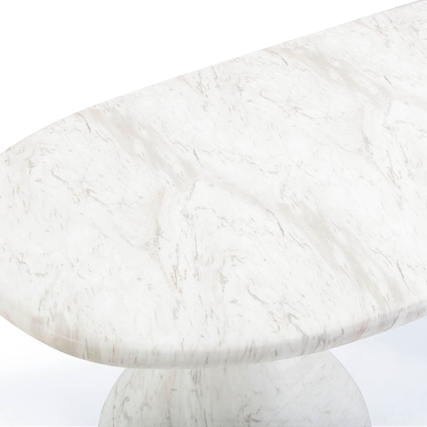 Smooch White Marble Print Indoor / Outdoor 87" Oval Dining Table Model: TOV-O54488