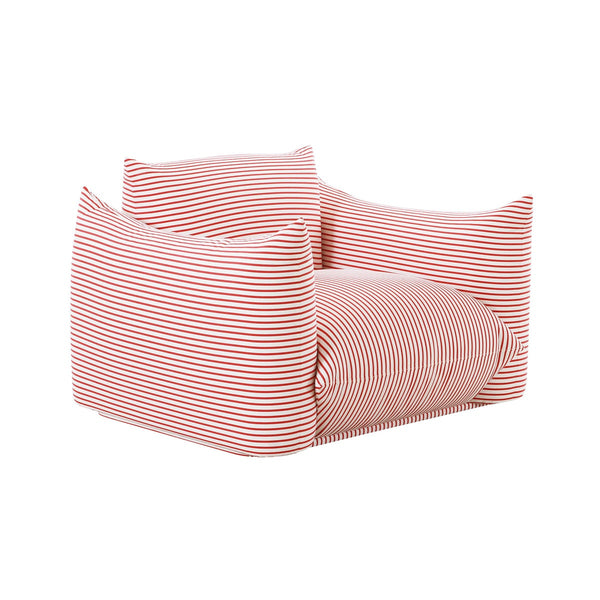 Saint Tropez Pearl and Red Striped Stuffed Outdoor Armchair Model: TOV-O68848