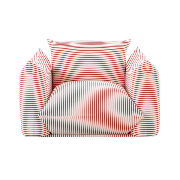 Saint Tropez Pearl and Red Striped Stuffed Outdoor Armchair Model: TOV-O68848