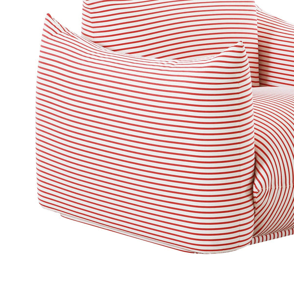 Saint Tropez Pearl and Red Striped Stuffed Outdoor Armchair Model: TOV-O68848