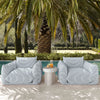 Saint Tropez Pearl and Blue Striped Stuffed Outdoor Armchair Model: TOV-O68849