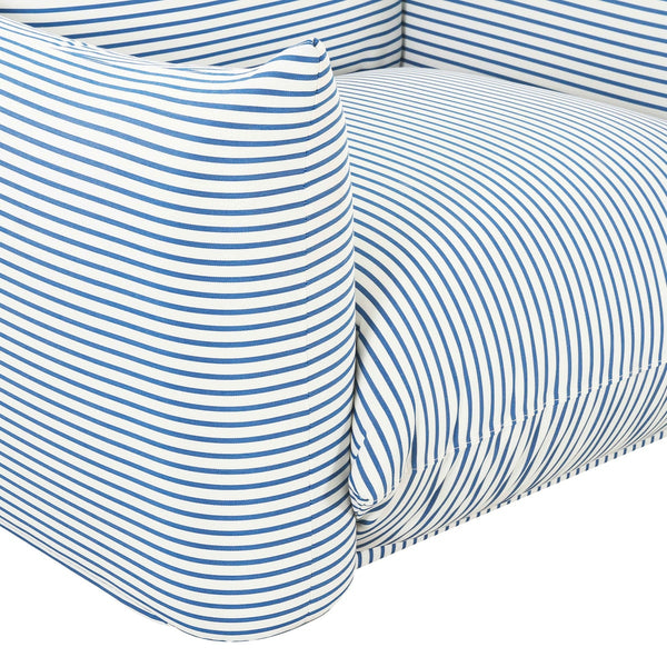 Saint Tropez Pearl and Blue Striped Stuffed Outdoor Armchair Model: TOV-O68849