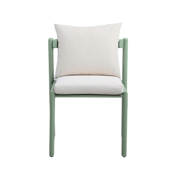 Nancy Mint Green and Cream Outdoor Dining Chair Model: TOV-O68854