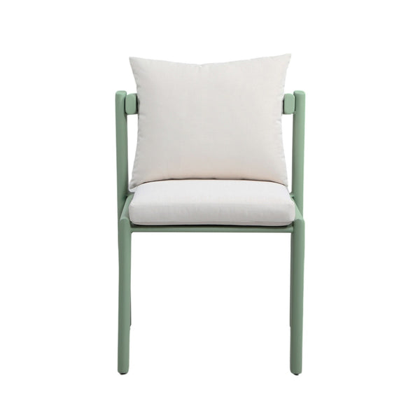 Nancy Mint Green and Cream Outdoor Dining Chair Model: TOV-O68854