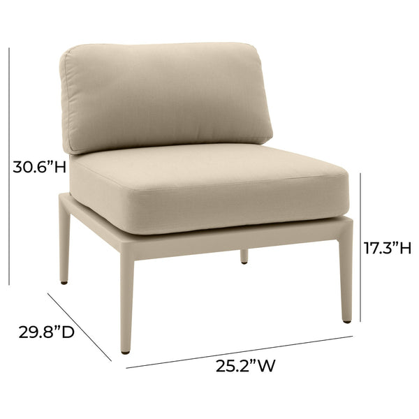 Kapri Taupe Modular Outdoor Armless Chair Model: TOV-O68892